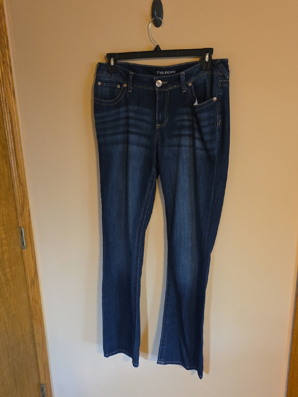 Women's Maurices Mid Rise Straight Leg Dark Wash Jeans Size 12 Long